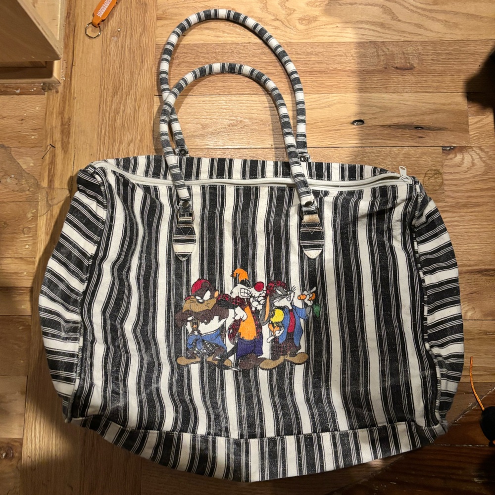 Looney Tunes vintage Black and White Striped Tote with original tag